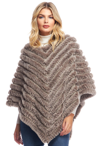 Natural Faux Fur Deluxe Knitted Poncho -Fabulous Furs