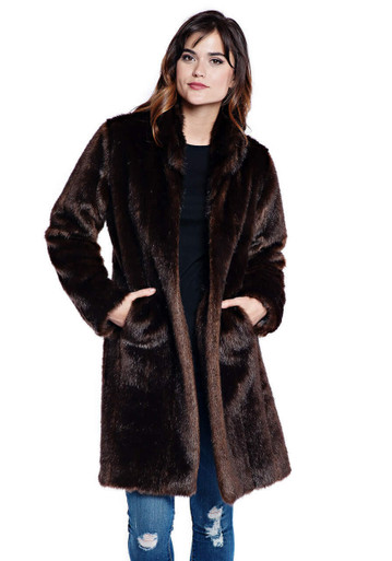 Sable Signature Knee-Length Faux Fur Coat