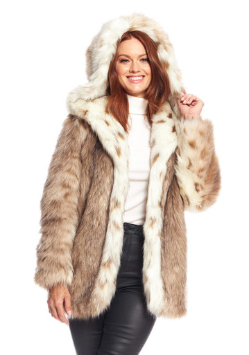 Lynx Faux Fur Hooded Coat New Arrivals Fabulous-Furs