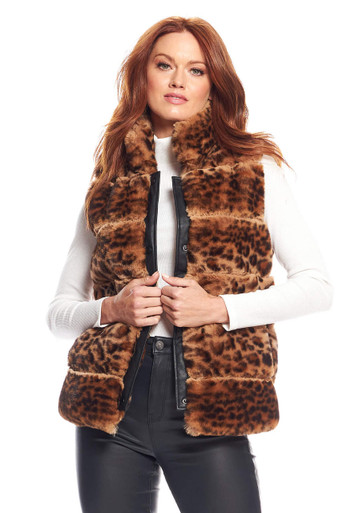 Leopard Faux Fur Posh Snap Vest New Arrivals Fabulous-Furs