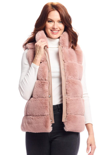 Rosewood Faux Fur Posh Snap Vest - Fabulous Furs