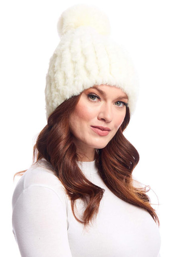 Board Angels Chapeau Faux Fur Pom-Pom Femme Noir
