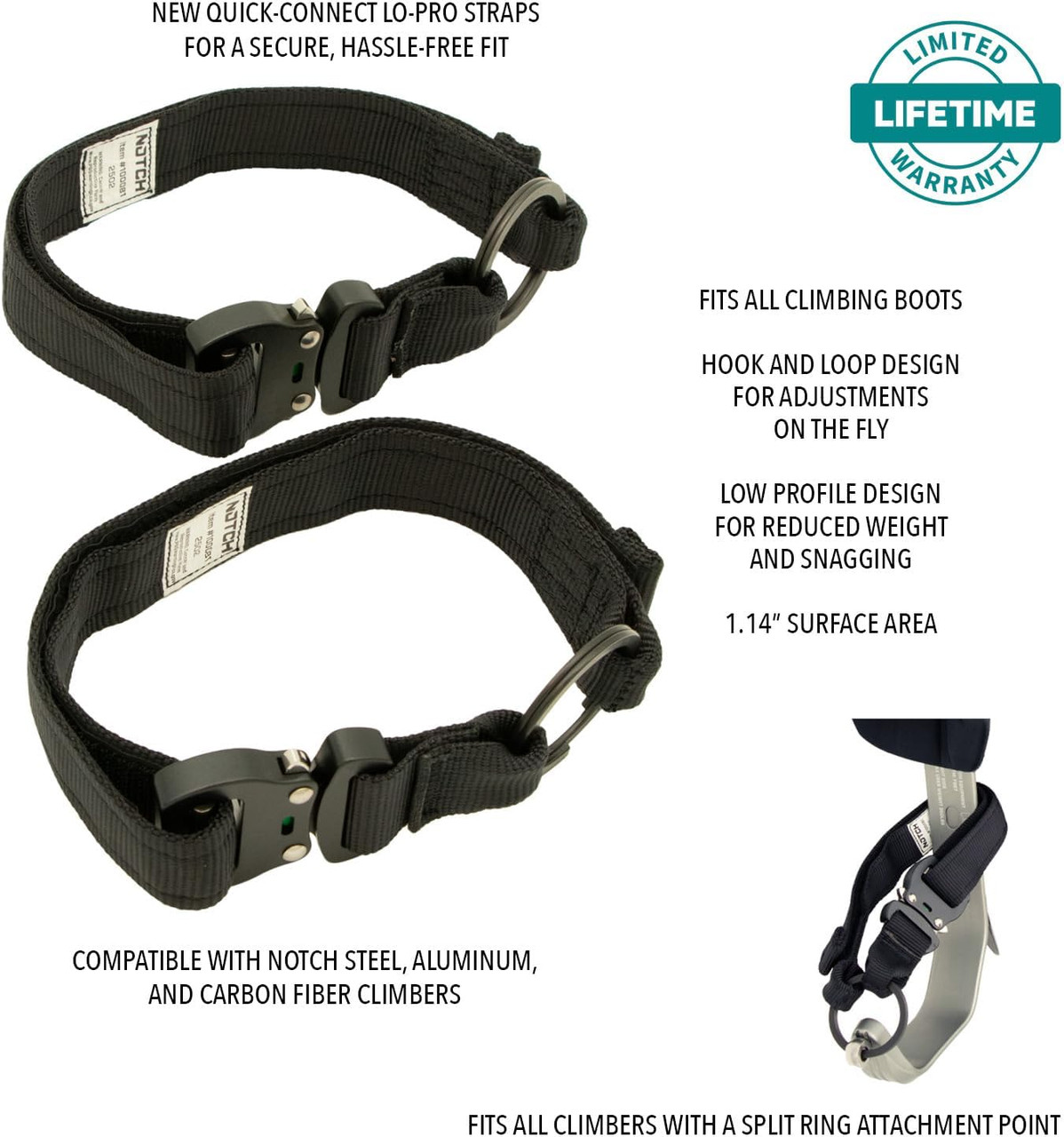 Notch Quick Connect Lo-Pro Climber Straps - Pair