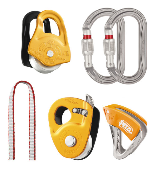 PETZL Micro Traxion, Tibloc, Partner セット Petzl CREVASSE RESCUE KIT