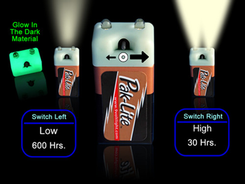 PakLite Original White LED Flashlight, Super Glow Cap, Alkaline Battery (75 hrs high, 600 hours low) - Benjamin Henry - PakLite