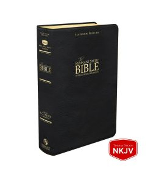 Bible  Remnant Study Bible Genuine Leather Black, EGW comments