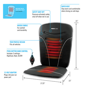 Heated Car Backrest & Seat Cushion - ObusForme Canada