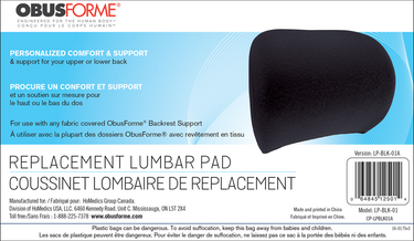  OBFLBBLKCA  ObusForme Ergonomic Low Back Support - Black