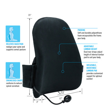 ObusForme Lowback Backrest Support – Lower Back Padded Seat Cushion and  Lumbar Support Pillow, Portable Posture Support with Soft and Durable Foam