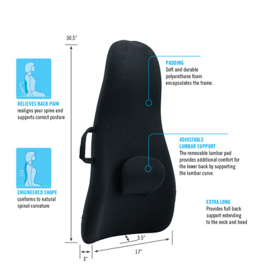 ObusForme Lowback Backrest Support - Lower Back Padded Seat Cushion and  Lumbar Support Pillow, Portable Posture Support with Soft and Durable Foam