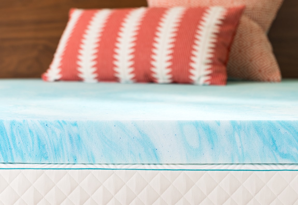 Close-up shot of Linenspa 4 Inch Gel Swirl Memory Foam Mattress Topper showing the profile height