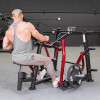 Build mid-back thickness and lat width with the Power Leverage V2 Dual Hinge Seated Row by Muscle D Fitness. Heavy-duty 11-gauge commercial plate-loaded row machine.