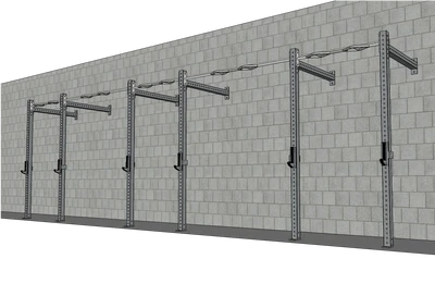 Muscle D Fitness - T-Grip Commercial 24' Wall Mount Rig (3x3 Steel)