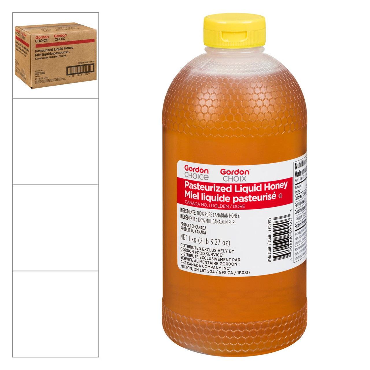 Gordon Choice Golden Liquid Honey, Squeeze Bottle | 1KG/Unit, 6 Units/Case