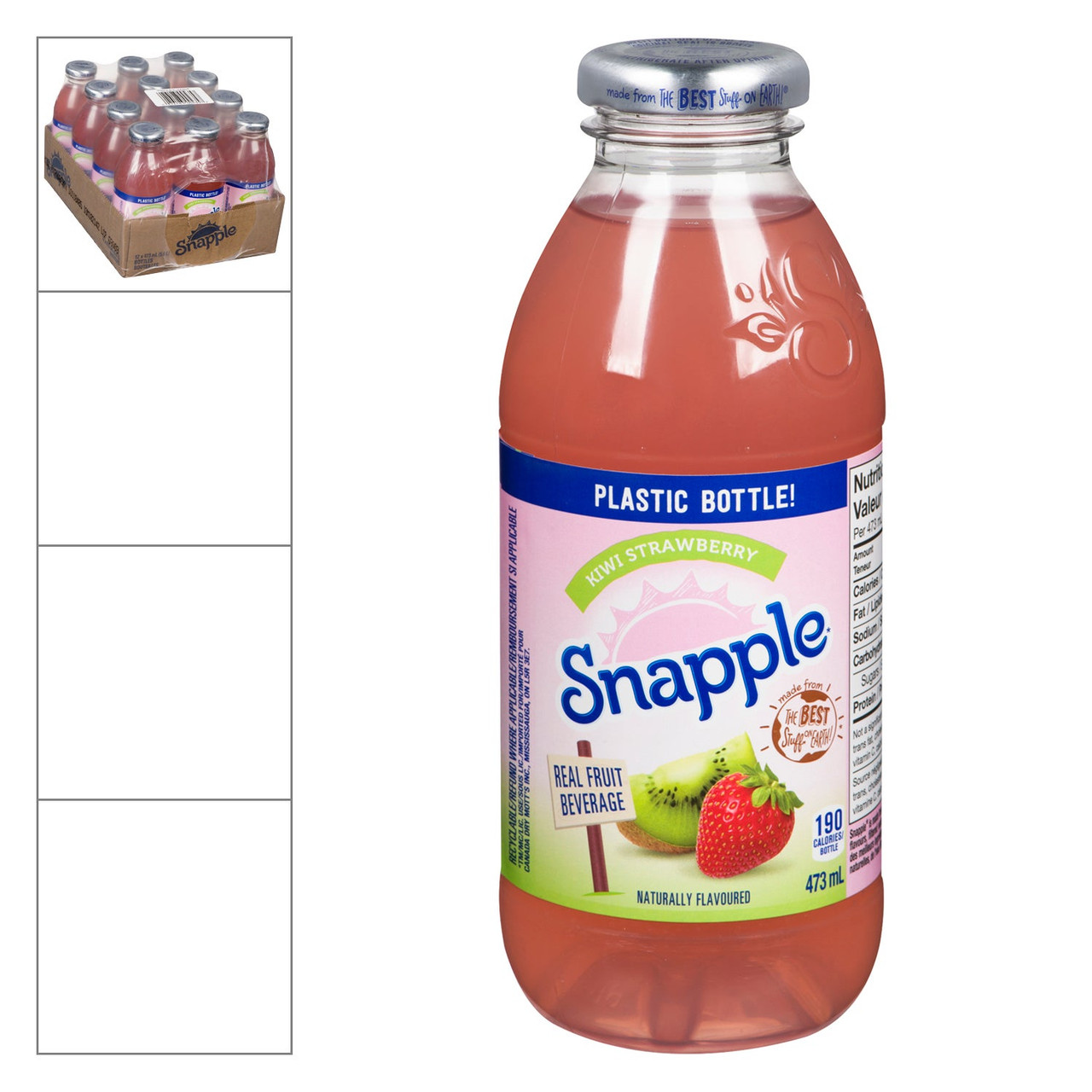 Snapple Strawberry Kiwi Juice Drink, Polyethylene | 473ML/Unit, 12 Units/Case
