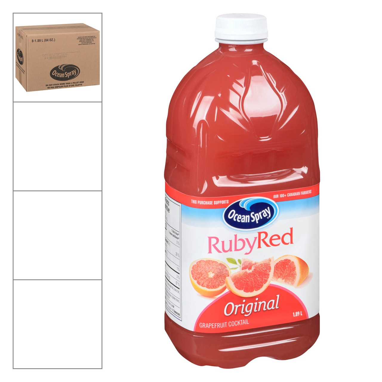Ocean Spray Ruby Red Grapefruit Cocktail Juice, Polyethylene | 1.89L/Unit, 8 Units/Case