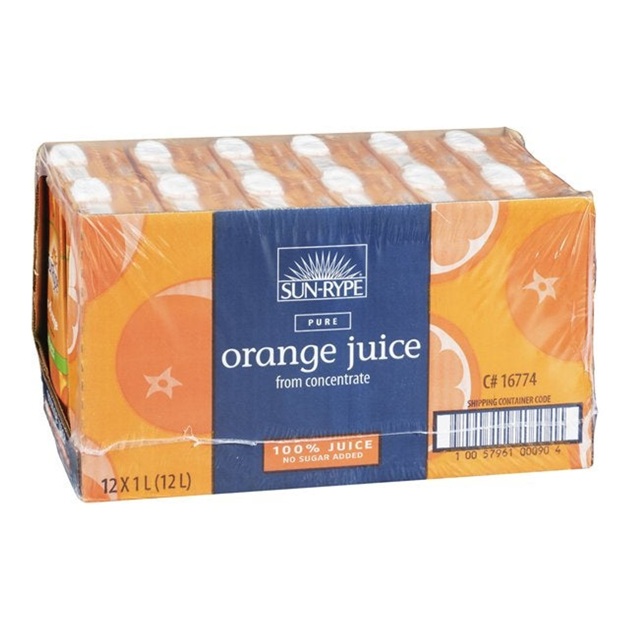 Sunrype Unsweetened Orange Juice, Tetra | 1L/Unit, 12 Units/Case