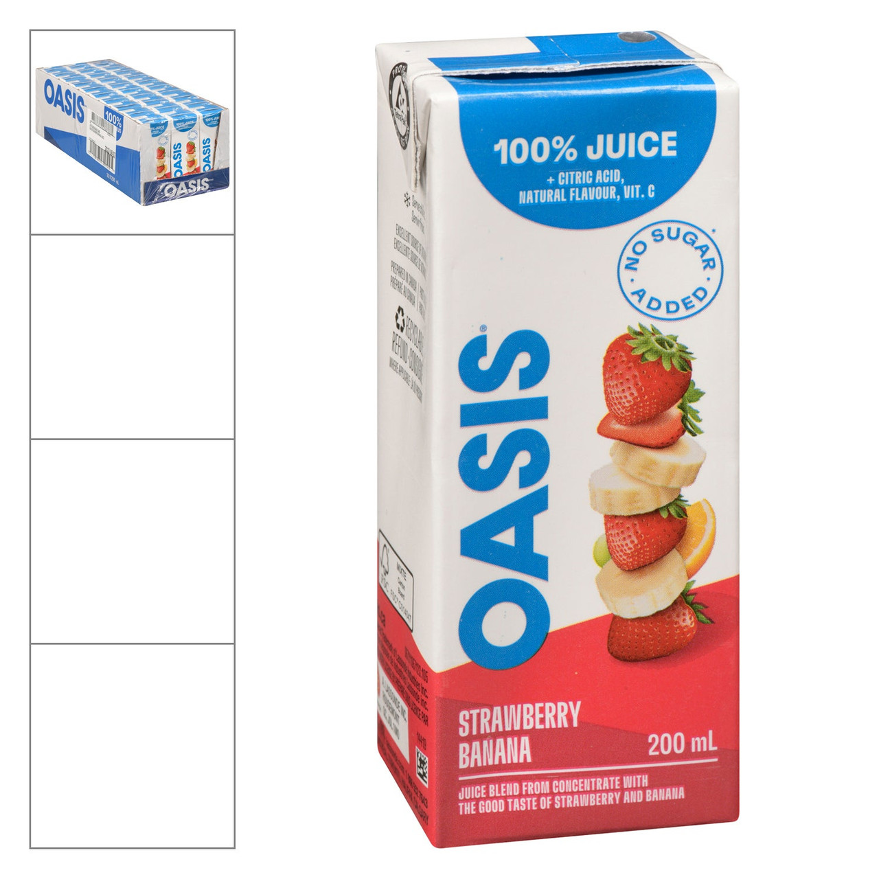 Oasis Fruitzoo Strawberry Banana Juice Boxes, 100 Percent, Tetra | 200ML/Unit, 30 Units/Case