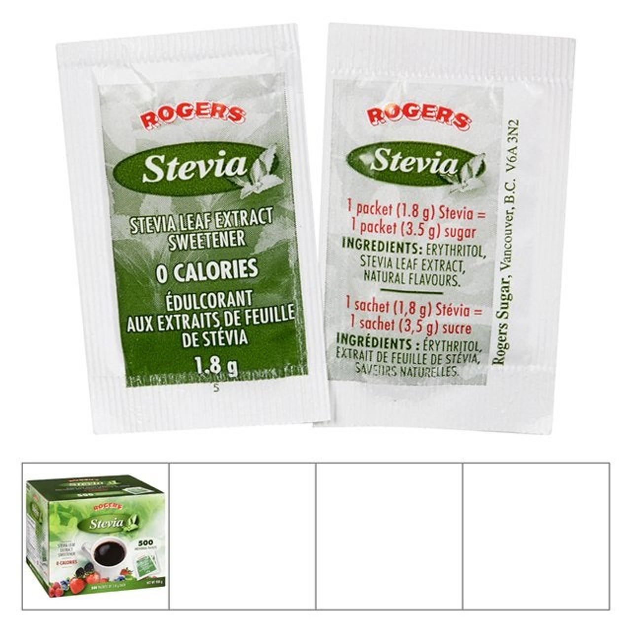 Rogers Stevia Leaf Extract Sweetener, Portion | 1.8G/Unit, 500 Units/Case