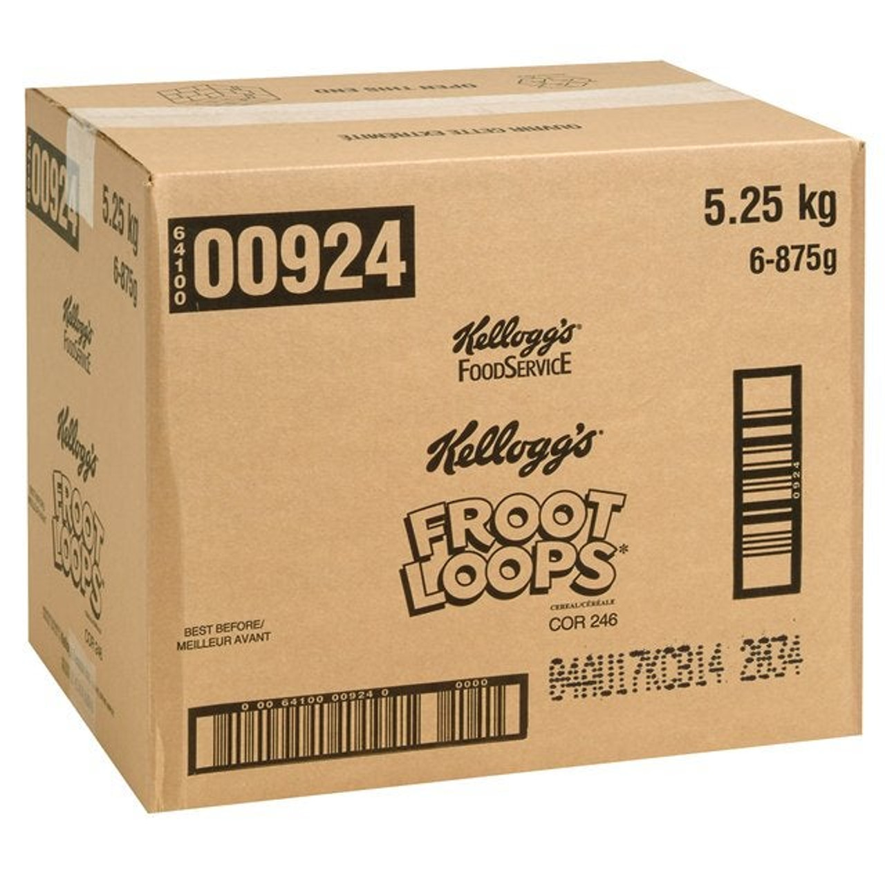 Kellogg's Froot Loop Cereal, Pouch, Trans Fat Compliant | 875G/Unit, 6 Units/Case