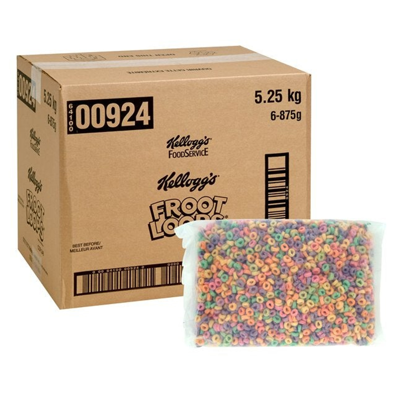 Kellogg's Froot Loop Cereal, Pouch, Trans Fat Compliant | 875G/Unit, 6 Units/Case