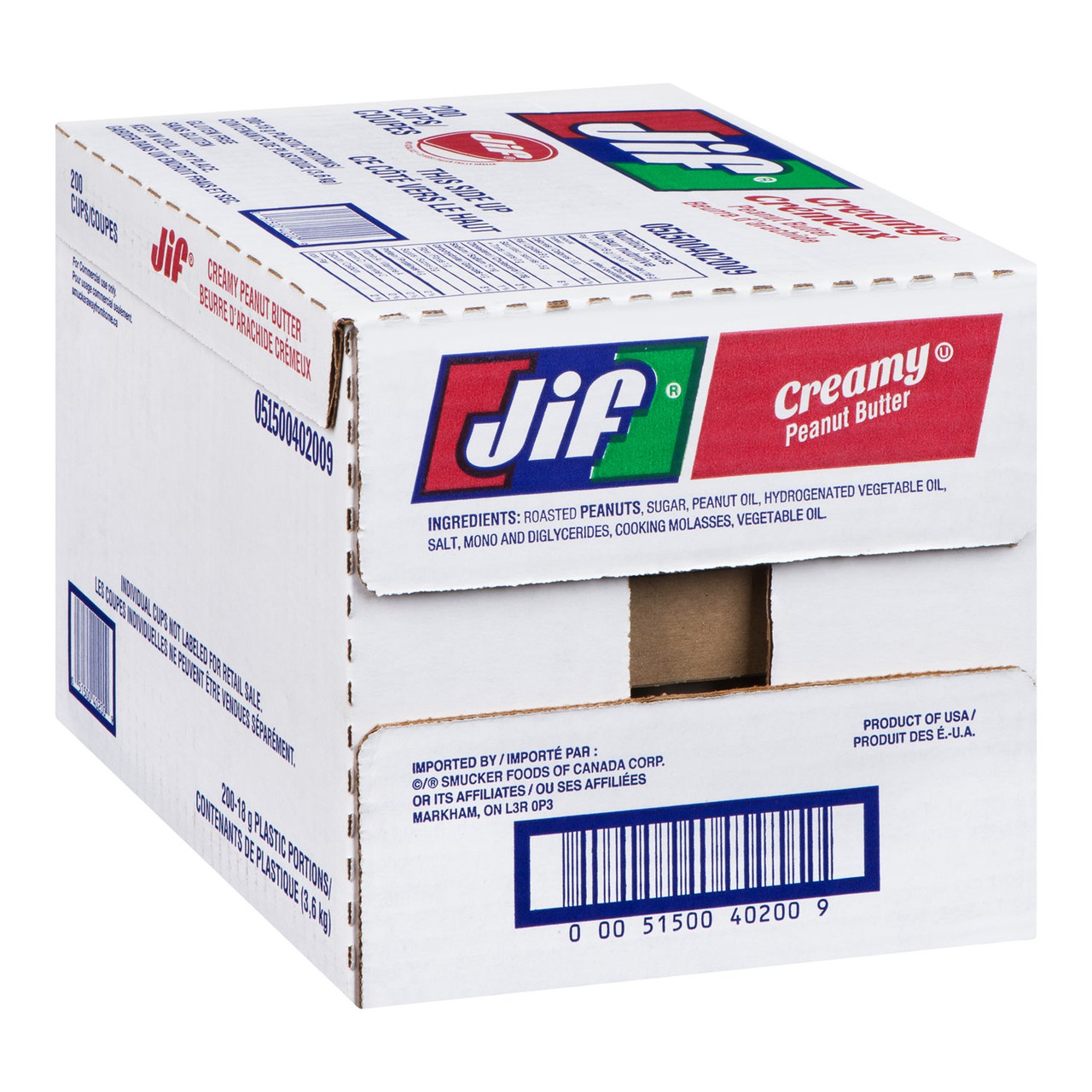 Jif Creamy Peanut Butter, Portion | 18G/Unit, 200 Units/Case