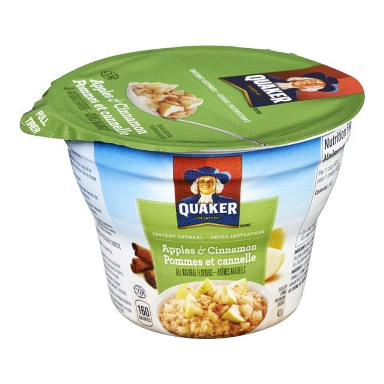 Quaker Apple Cinnamon Instant Oatmeal, Cup | 43G/Unit, 12 Units/Case