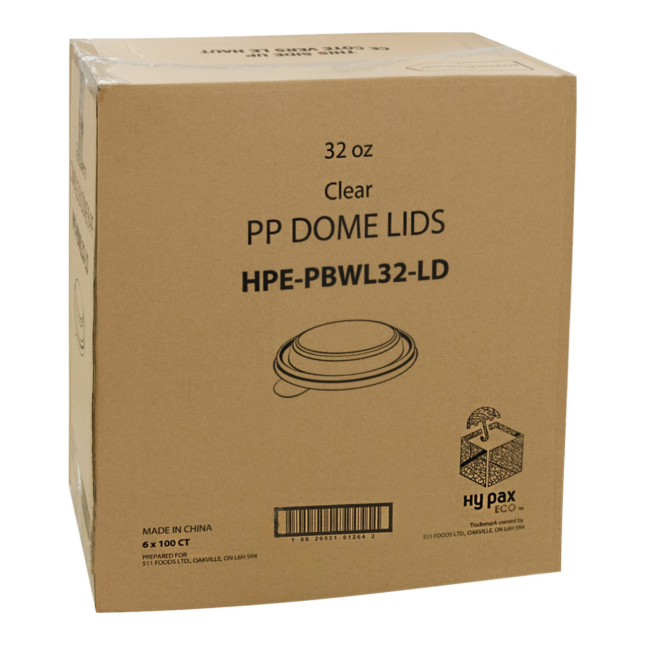 Hy Pax Plastic Dome Lids, For 32oz Polypropylene Kraft Bowl | 600UN/Unit, 1 Unit/Case