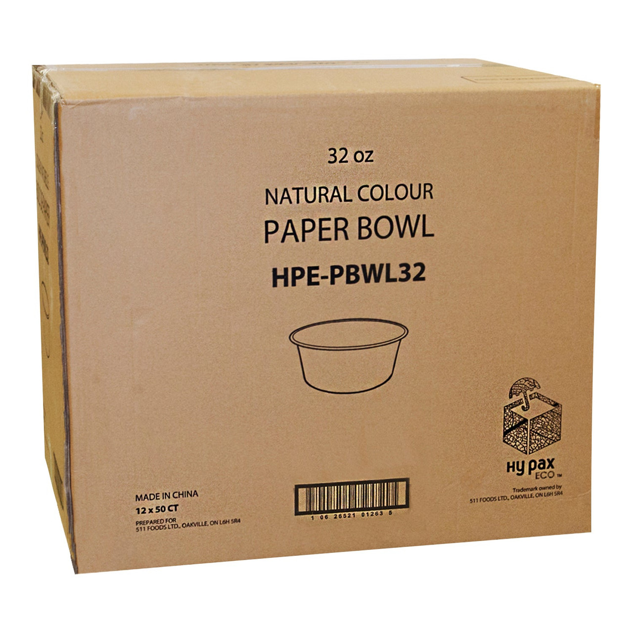 Hy Pax 32oz Kraft Paper Bowls | 600UN/Unit, 1 Unit/Case