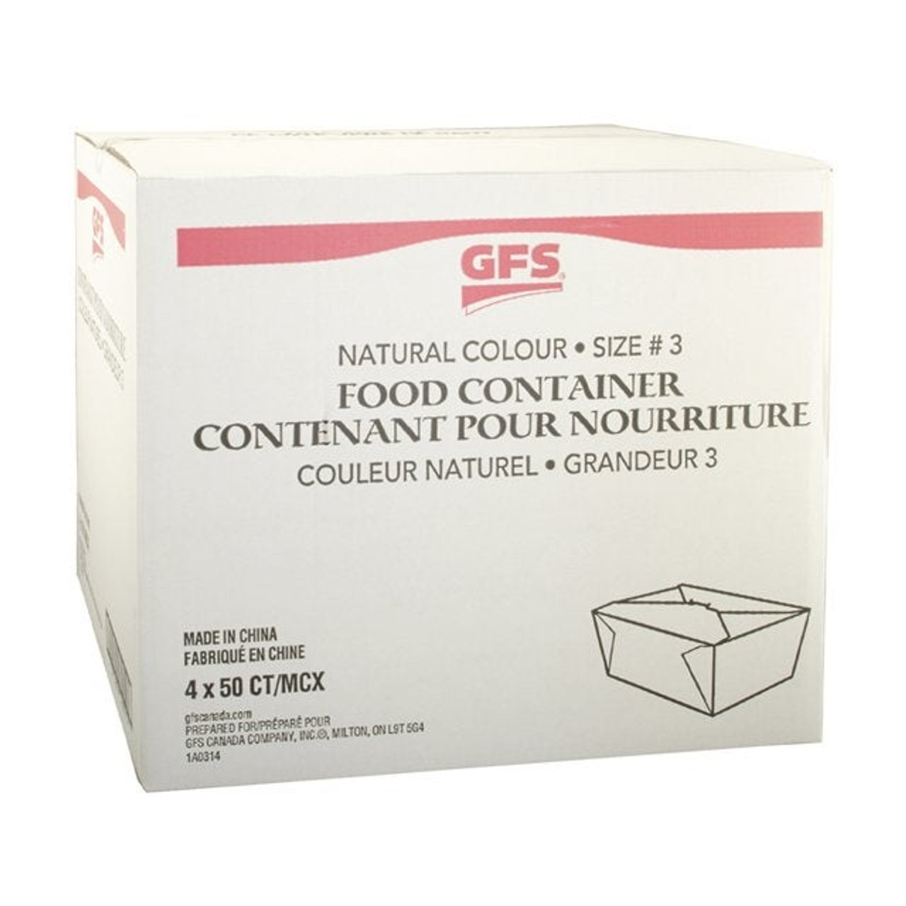 Gordon Choice Natural Paper Containers, 2.5X8.5X6.25In, Bioplus #3, Ecology Friendly | 50UN/Unit, 4 Units/Case