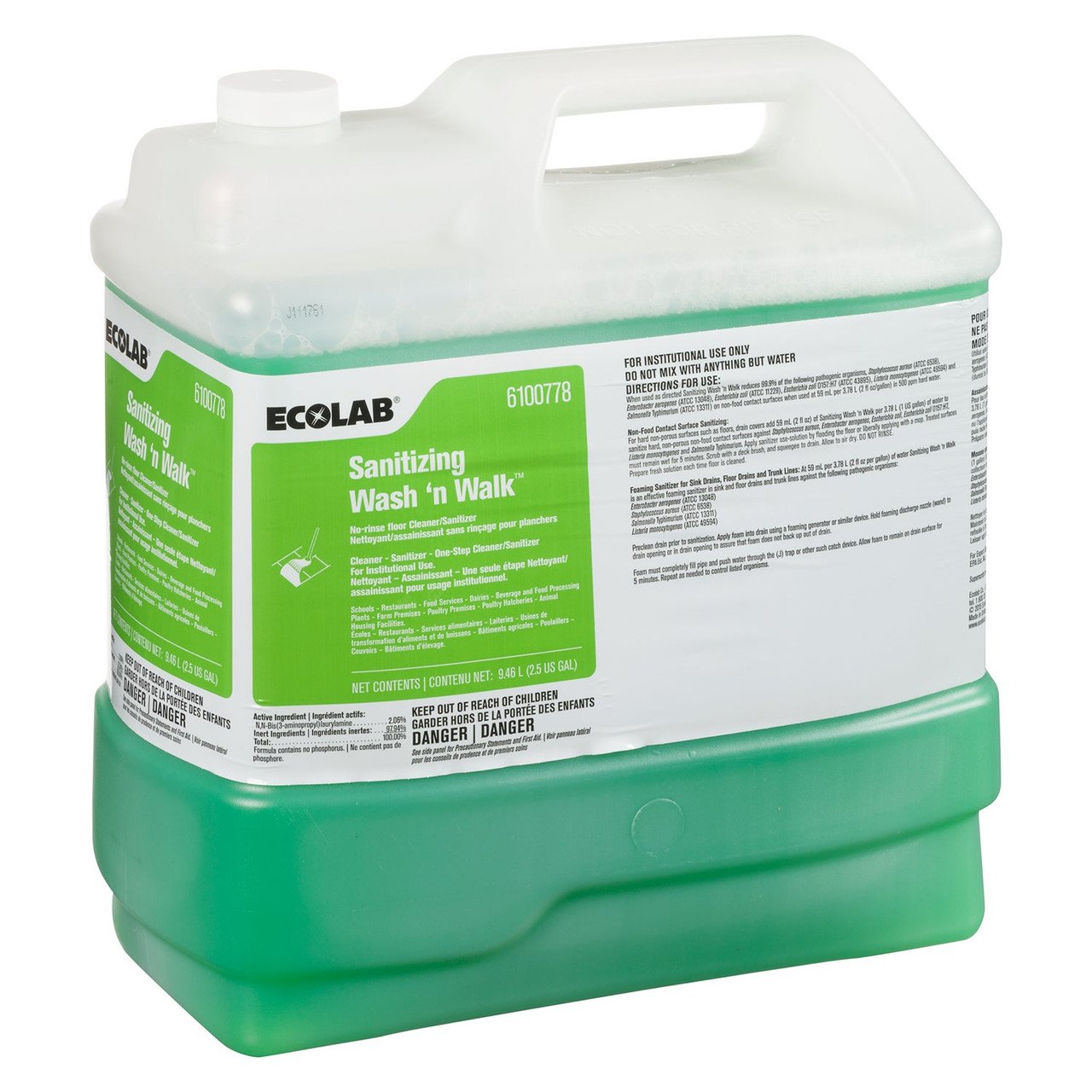 Ecolab Sanitizer Floor Cleaner, Wash & Walk | 9.46L/Unit, 1 Unit/Case