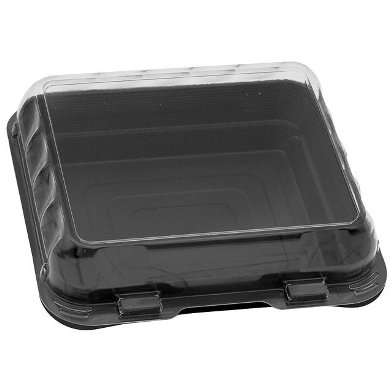 Clearview 18oz Hinged Black And Clear Plastic Snack Containers, 1 Compartment, Smartlock Dual Color, 6X6X2In | 200UN/Unit, 1 Unit/Case