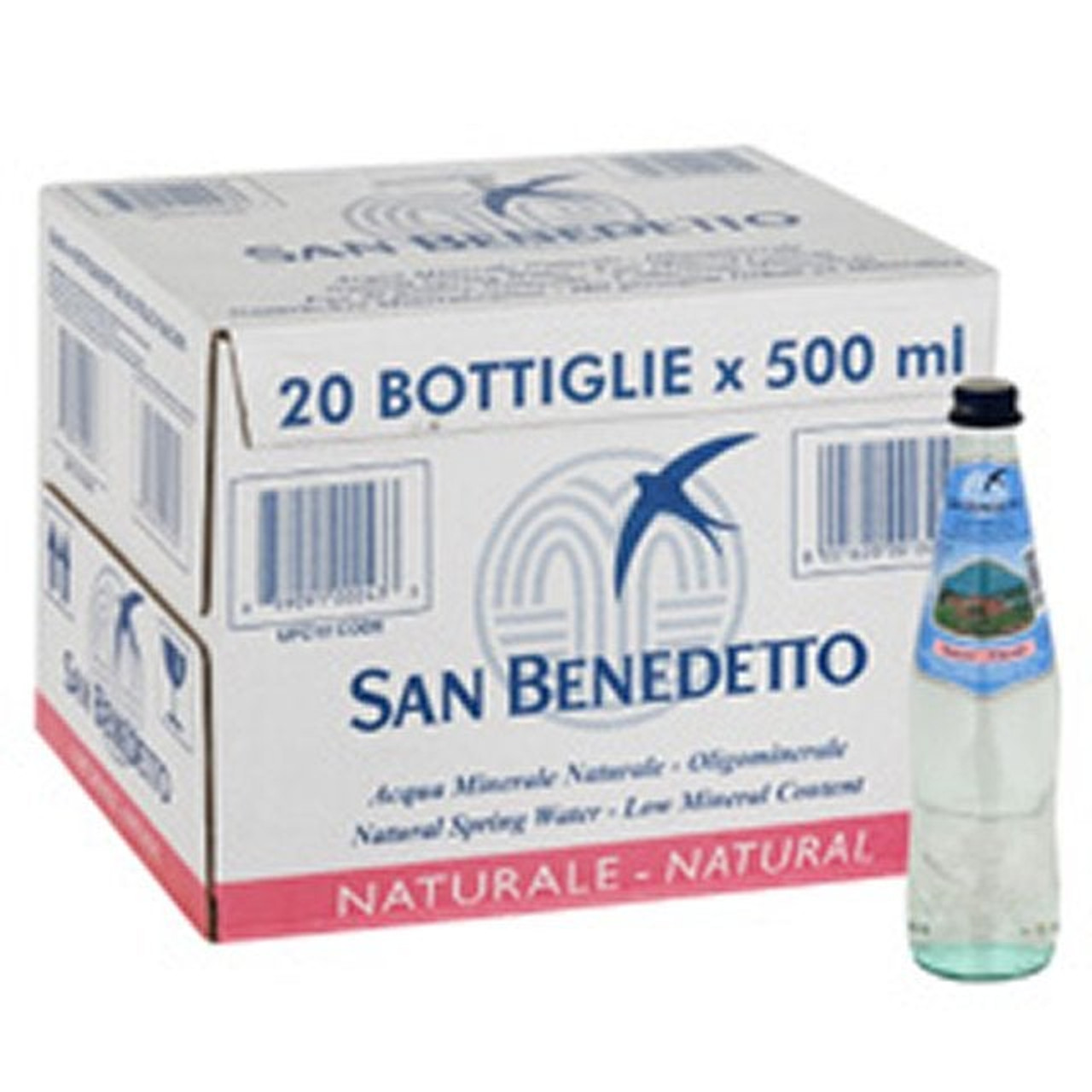 San Benedetto Natural Spring Water, Glass | 500ML/Unit, 20 Units/Case