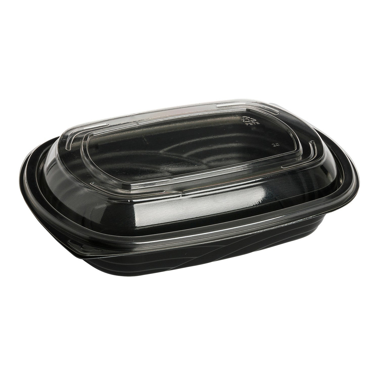 Microraves 24oz Black Plastic Containers, 8.85X6.41X2.54In, With Clear Dome Lid, Microwaveable | 126UN/Unit, 1 Unit/Case