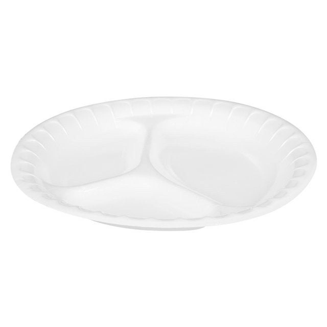 Place Setter Deluxe 9In White Foam Plates, Three Compartment, Laminated | 500UN/Unit, 1 Unit/Case