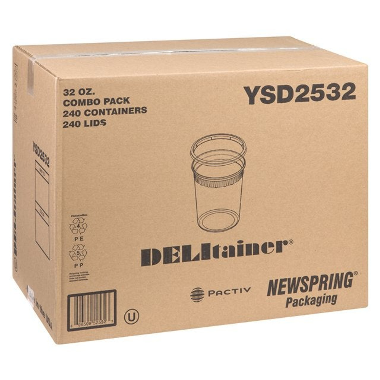 Delitainer 32oz Round Clear Plastic Deli Containers, With Clear Lid, Microwaveable | 240UN/Unit, 1 Unit/Case