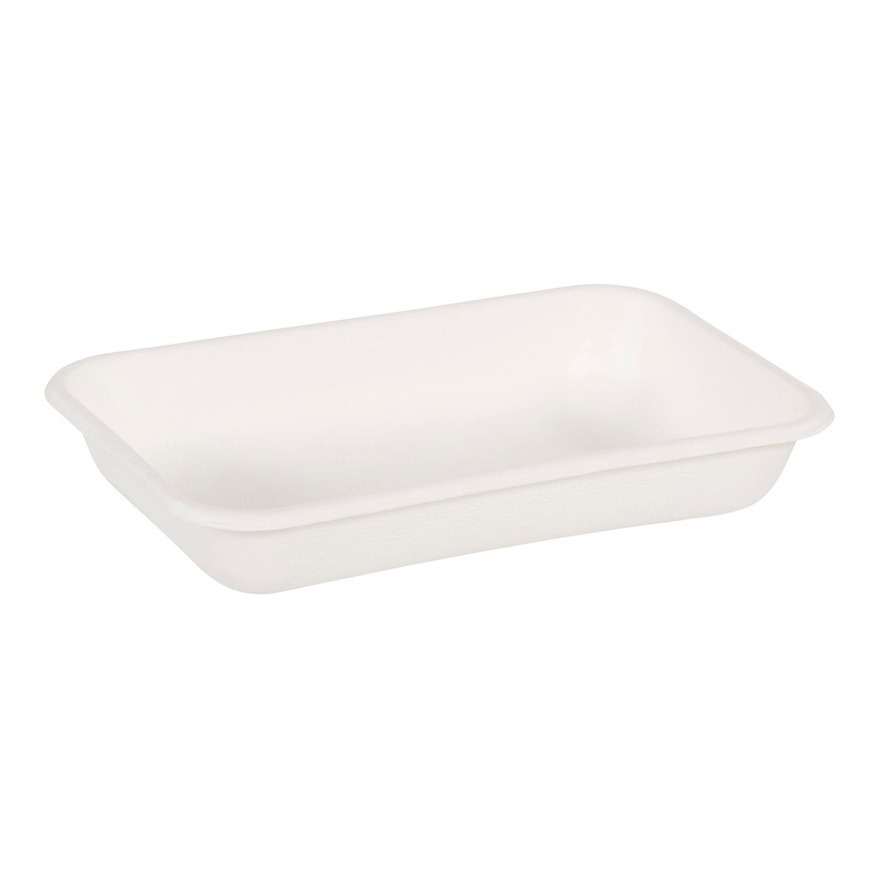 Worldview 24oz Rectangular White Bagasse Paper Containers, Ecology Friendly | 50UN/Unit, 8 Units/Case