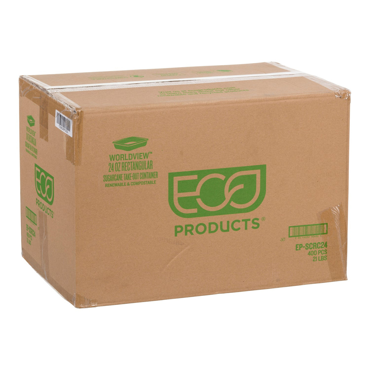 Worldview 24oz Rectangular White Bagasse Paper Containers, Ecology Friendly | 50UN/Unit, 8 Units/Case