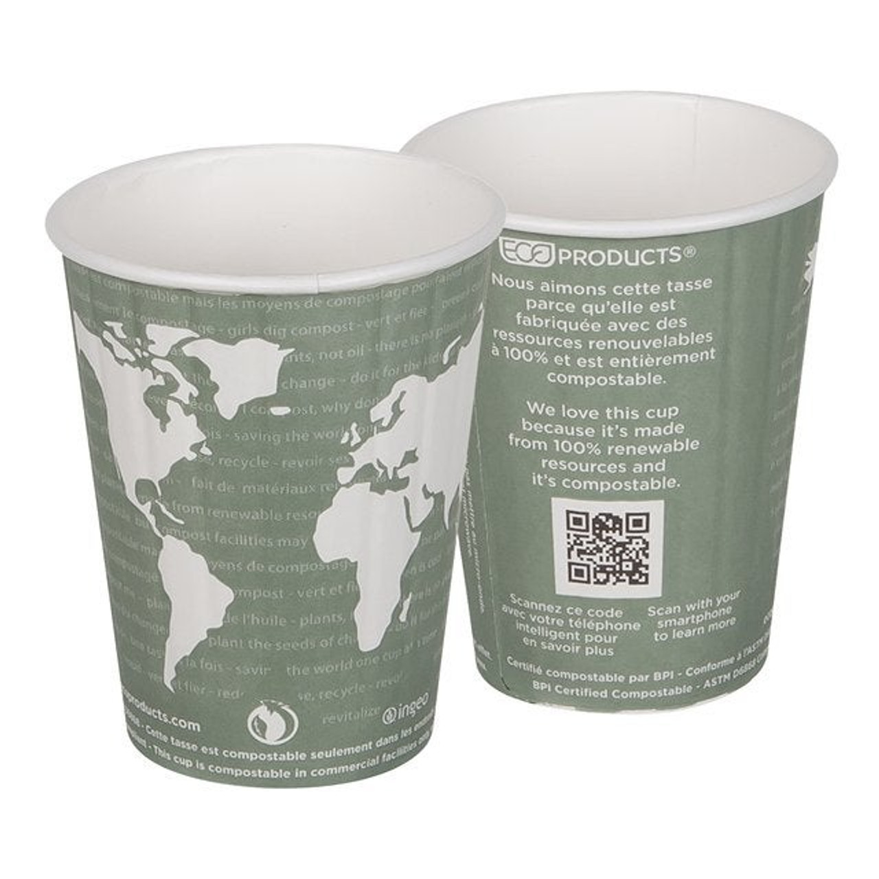 Eco Products 12oz Insulated Paper Hot Drink Cups, World Art Design, Ecology Friendly | 600UN/Unit, 1 Unit/Case