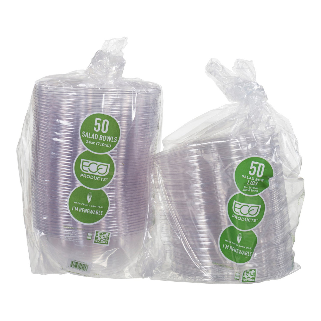 Eco Products 24oz Clear Pla Plastic Bowls, With Lid, Ecology Friendly | 150UN/Unit, 1 Unit/Case