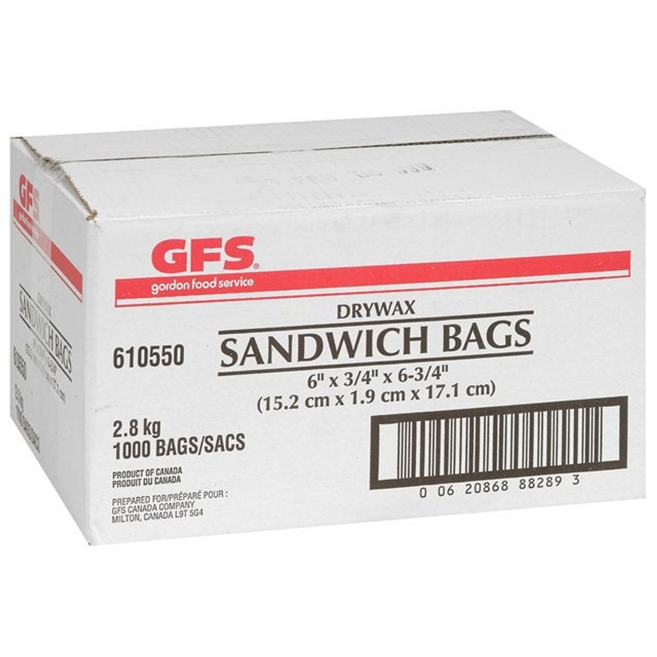 Gordon Choice White Wax Paper Sandwich Bags, 6 X .75 X 6.75In | 1000UN/Unit, 1 Unit/Case