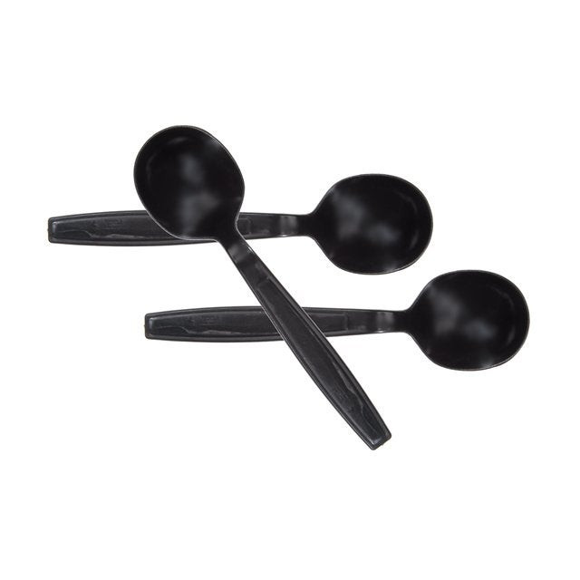 Gordon Choice 4.2G Black Plastic Soup Spoons, Heavyweight, Cutlery 1000UN/Unit, 1 Unit/Case