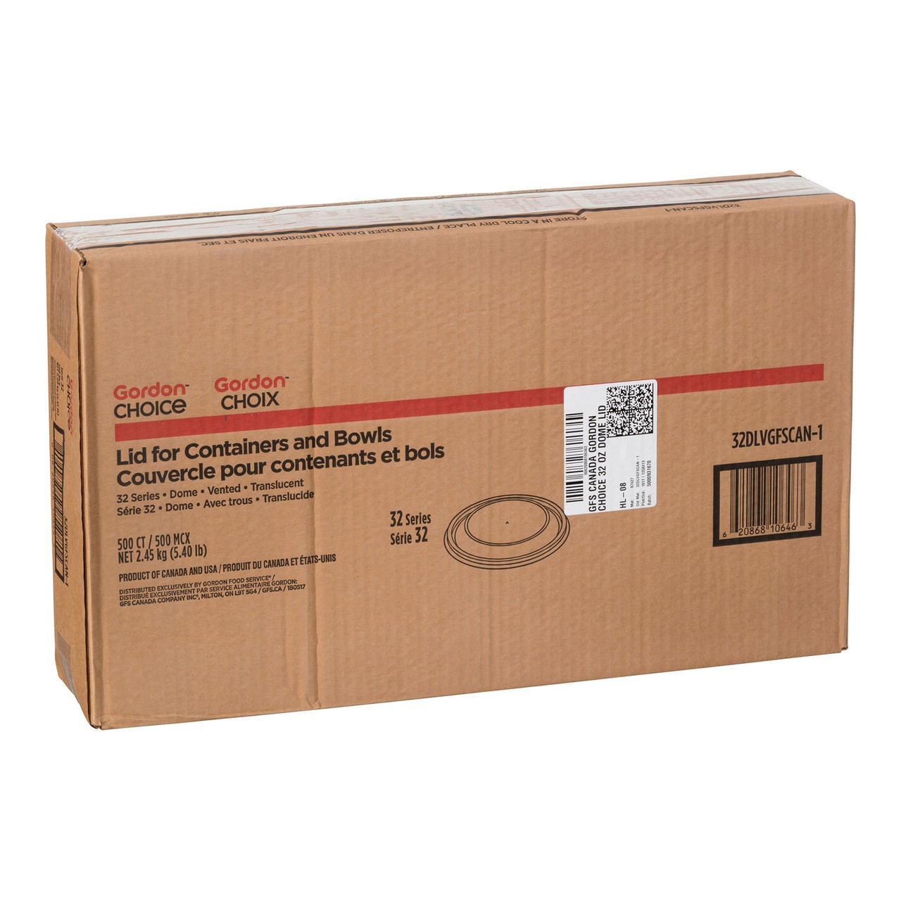 Gordon Choice Translucent Vented Dome Lids, For 8-44oz Fm Container | 100UN/Unit, 5 Units/Case