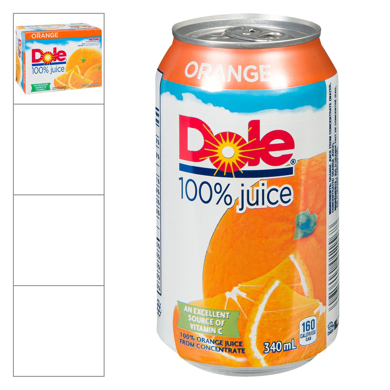 Dole Orange Juice, 100 Percent, Can | 340ML/Unit, 12 Units/Case