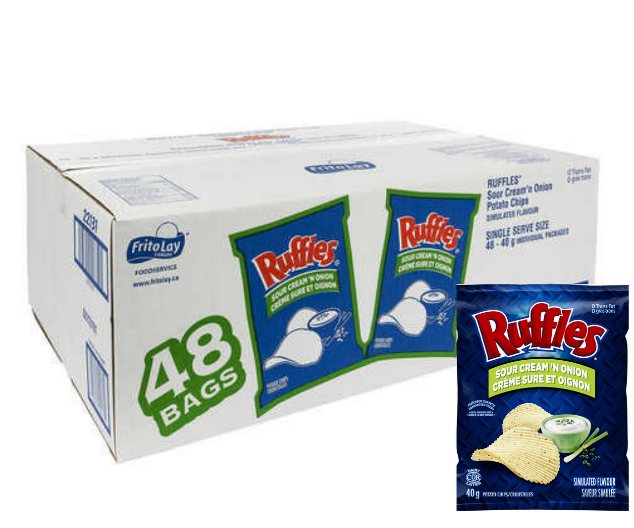 Ruffles Sour Cream And Onion Potato Chips | 40G/Unit, 48 Units/Case