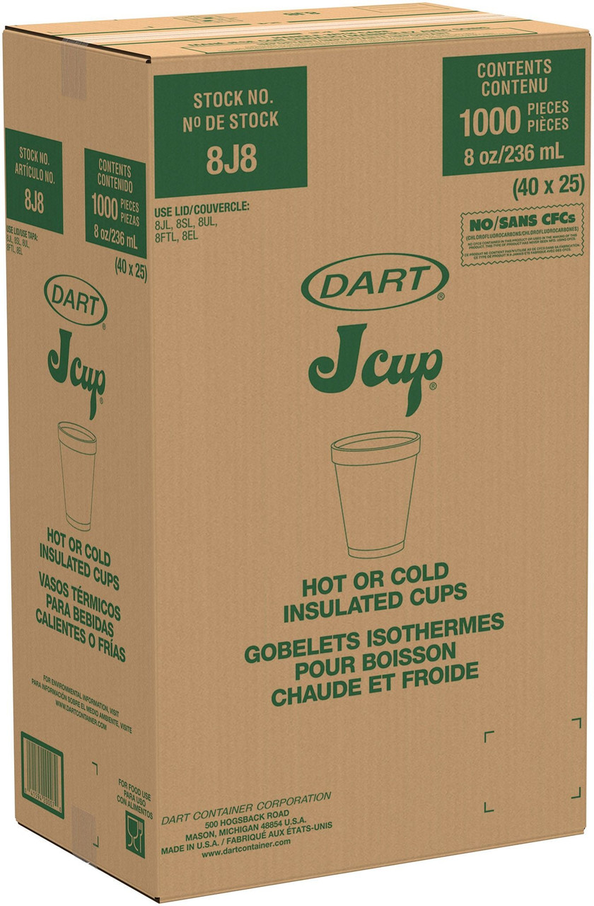 Dart® Foam Cups, 8 oz (1,000 PK)