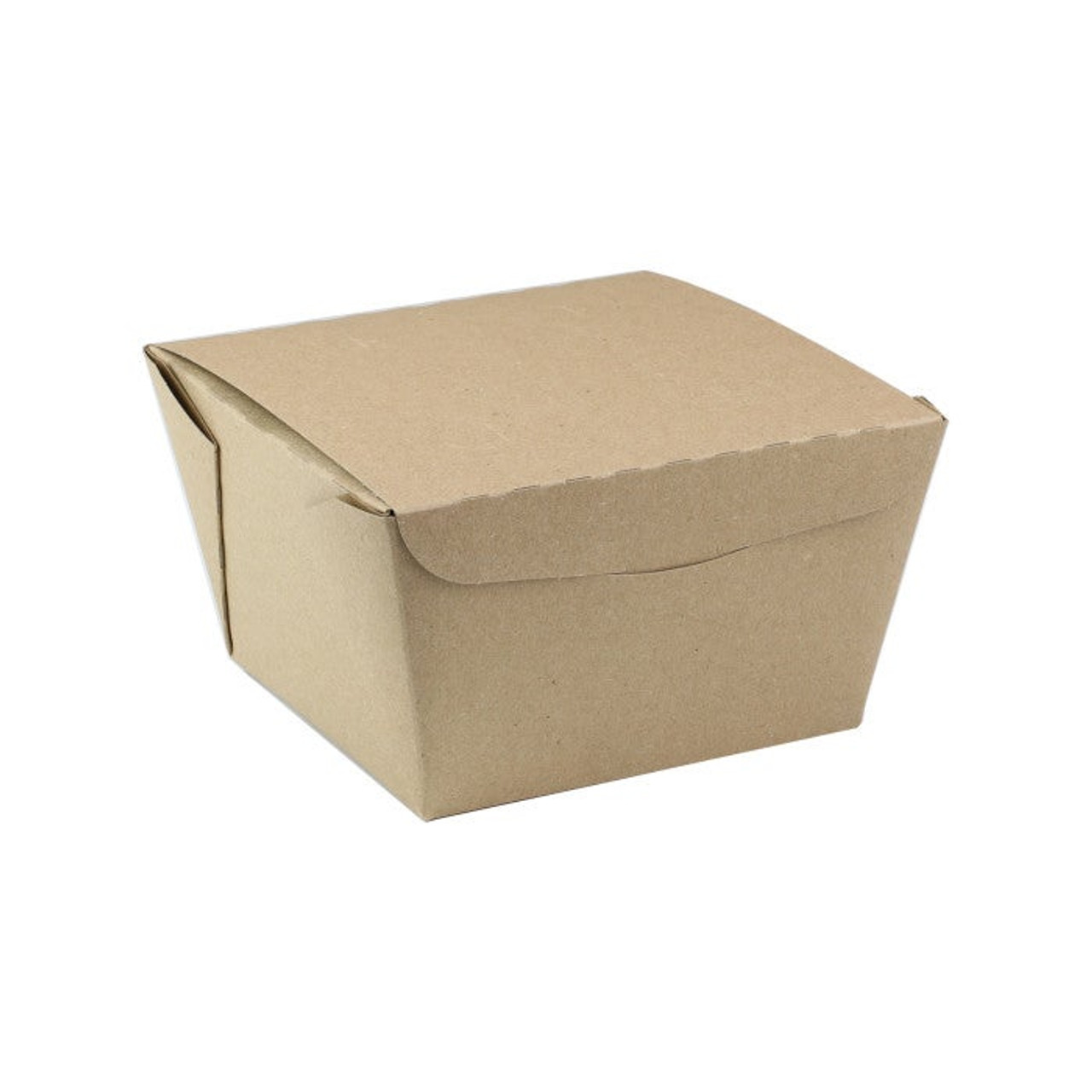 Onebox 46oz #8 Kraft Paper Boxes, 4.5X4.5X3.25In, Paperboard Smartlock Flap | 50UN/Unit, 4 Units/Case