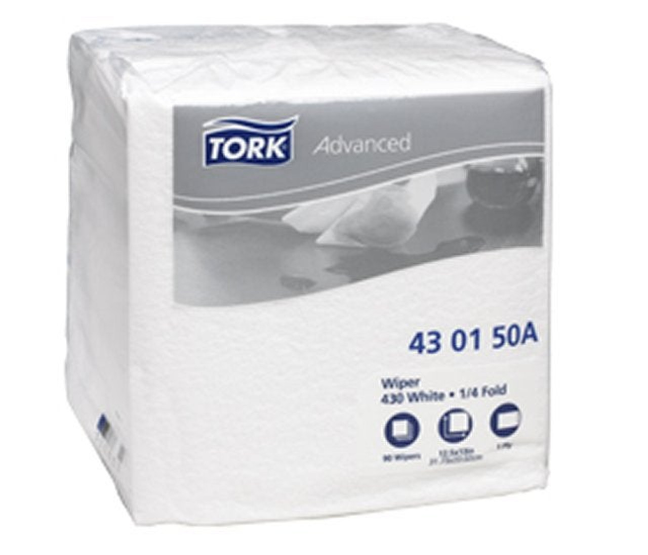 TORK White Paper Wipers, 12.5X13In, Plus 1/4 Fold 1Ply | 90UN/Unit, 12 Units/Case