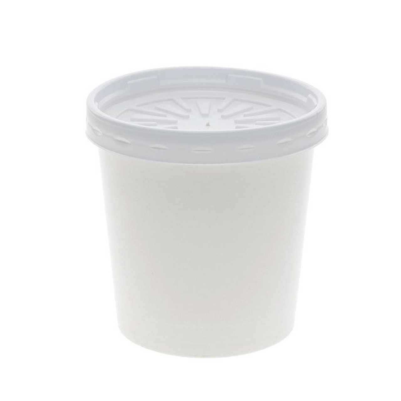 Pactiv 16oz White Paper Soup Containers, with Lid | 250UN/Unit, 1 Unit/Case