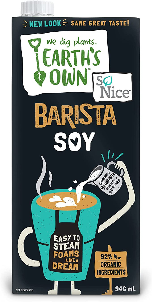 Earth's Own - Soy Milk Barista Blend | 12 Pack - 946ml | Creamer | Cholesterol Free | Gluten Free Soy Beverage | Dairy Free | Nut Free | Vegan Friendly | Shelf Stable